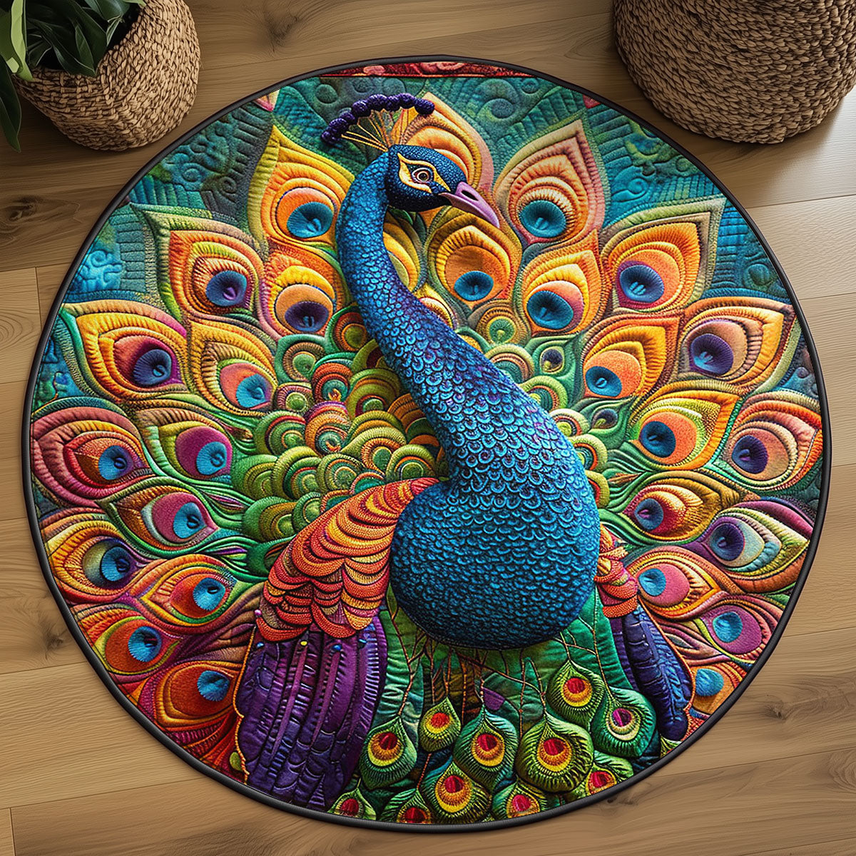 Peacock WJ1903054CL Quilted Round Mat