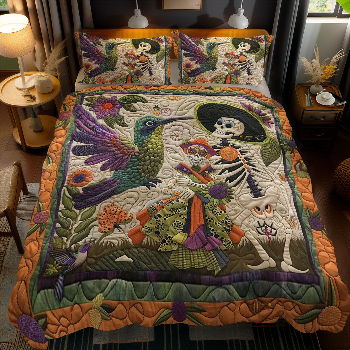 Hummingbird Skeleton Dance WN2110097CL Duvet Cover Set