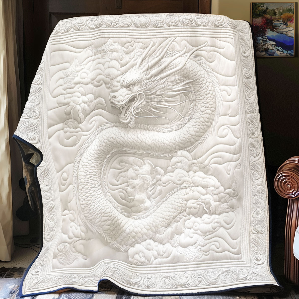 White Dragon In Cloud WY0202083CL Quilt