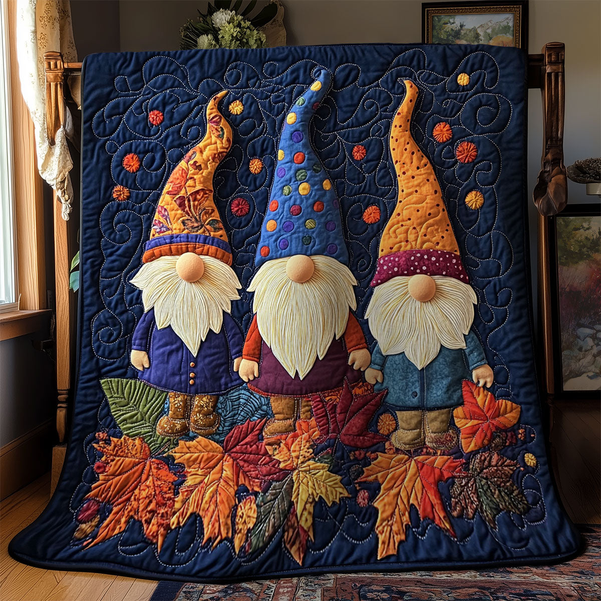 Gnome In Maple Leaves WY1502046CL Quilt