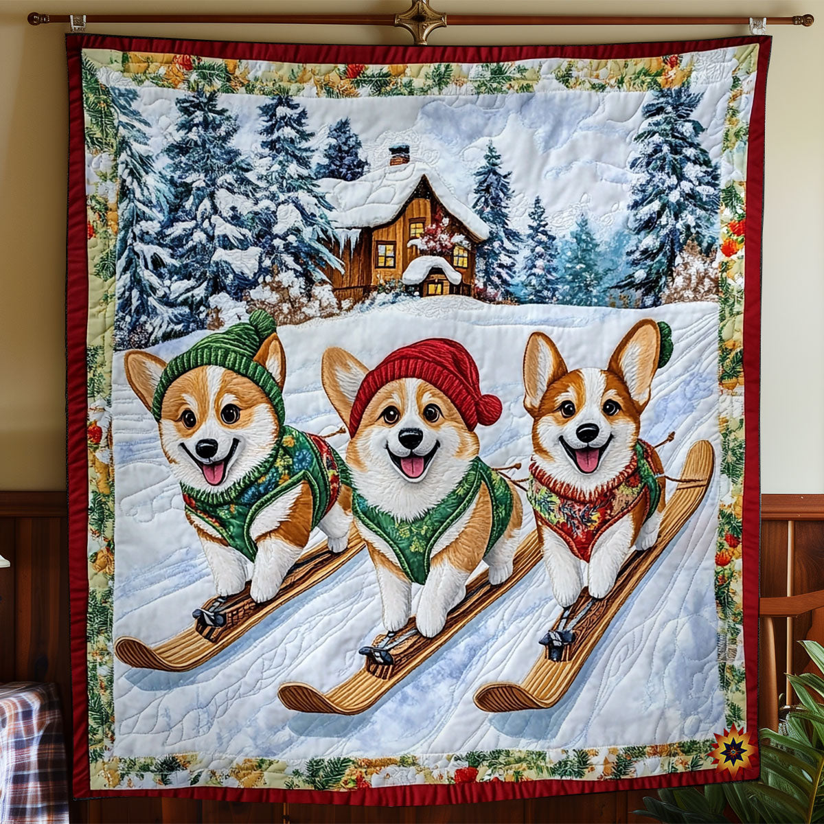 Snowboarding Corgi WY0411039CL Quilt