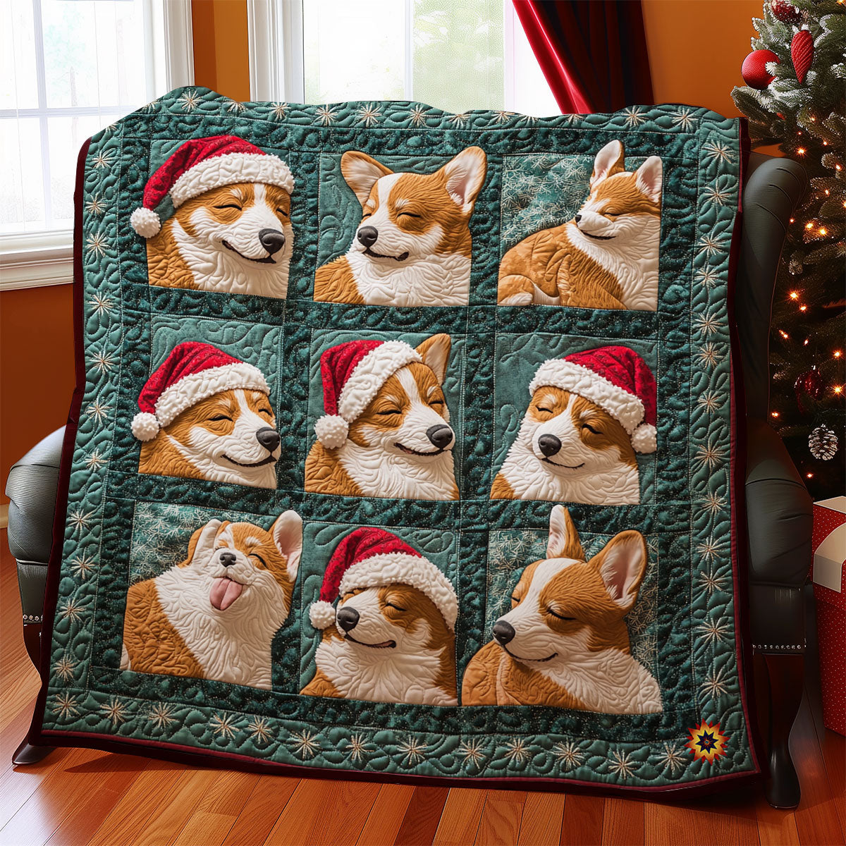 Sleeping Santa Corgi WY1211014CL Quilt