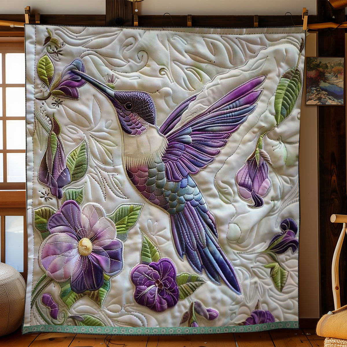 Purple Hummingbird WN1209040CL Quilt