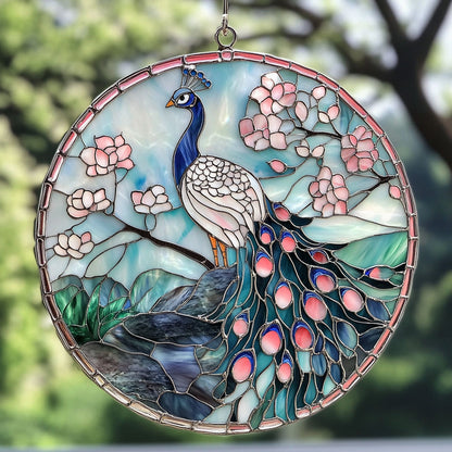 Pink Peacock Flower WT1403007CL Suncatcher