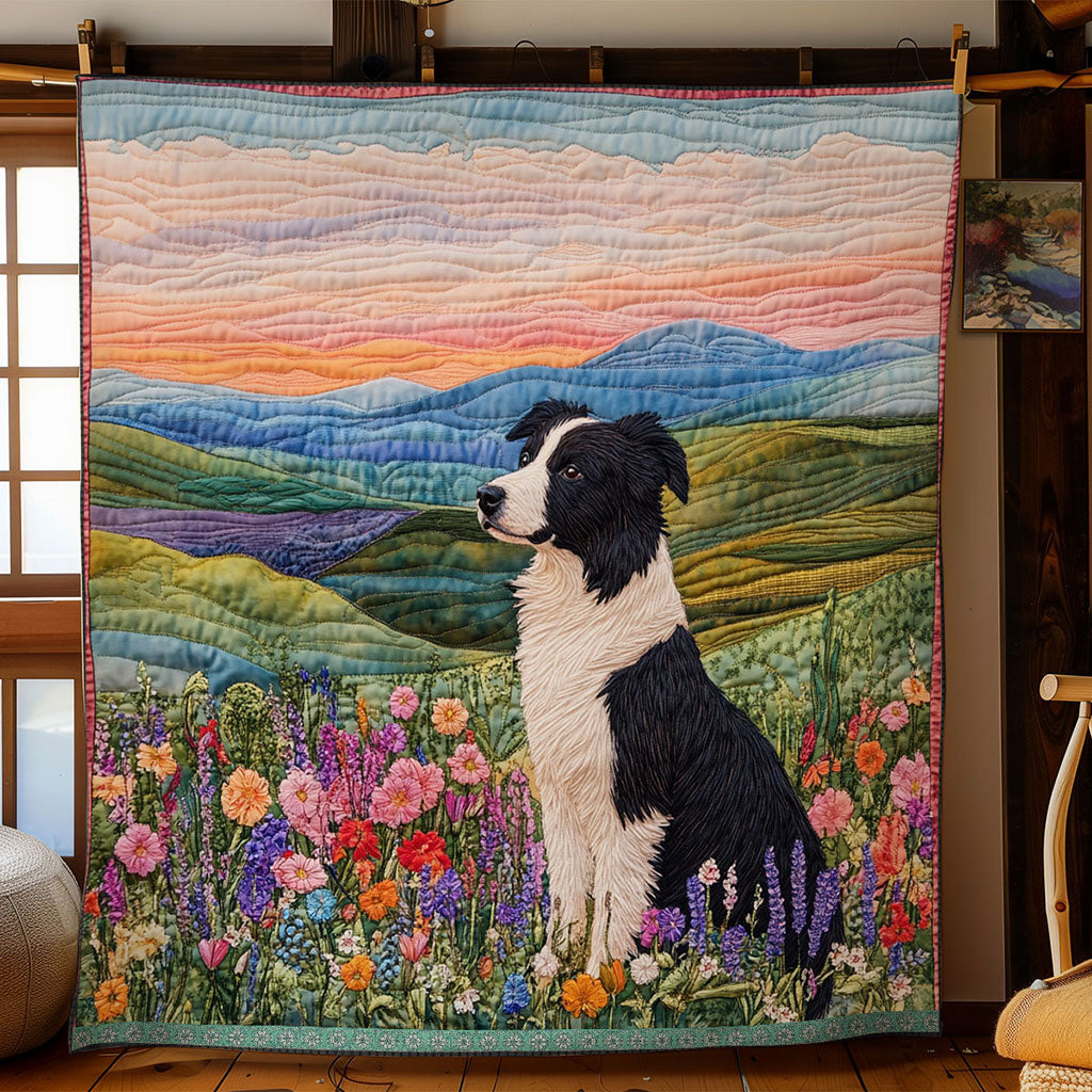Border Collie Flower WT0703039CL Quilt