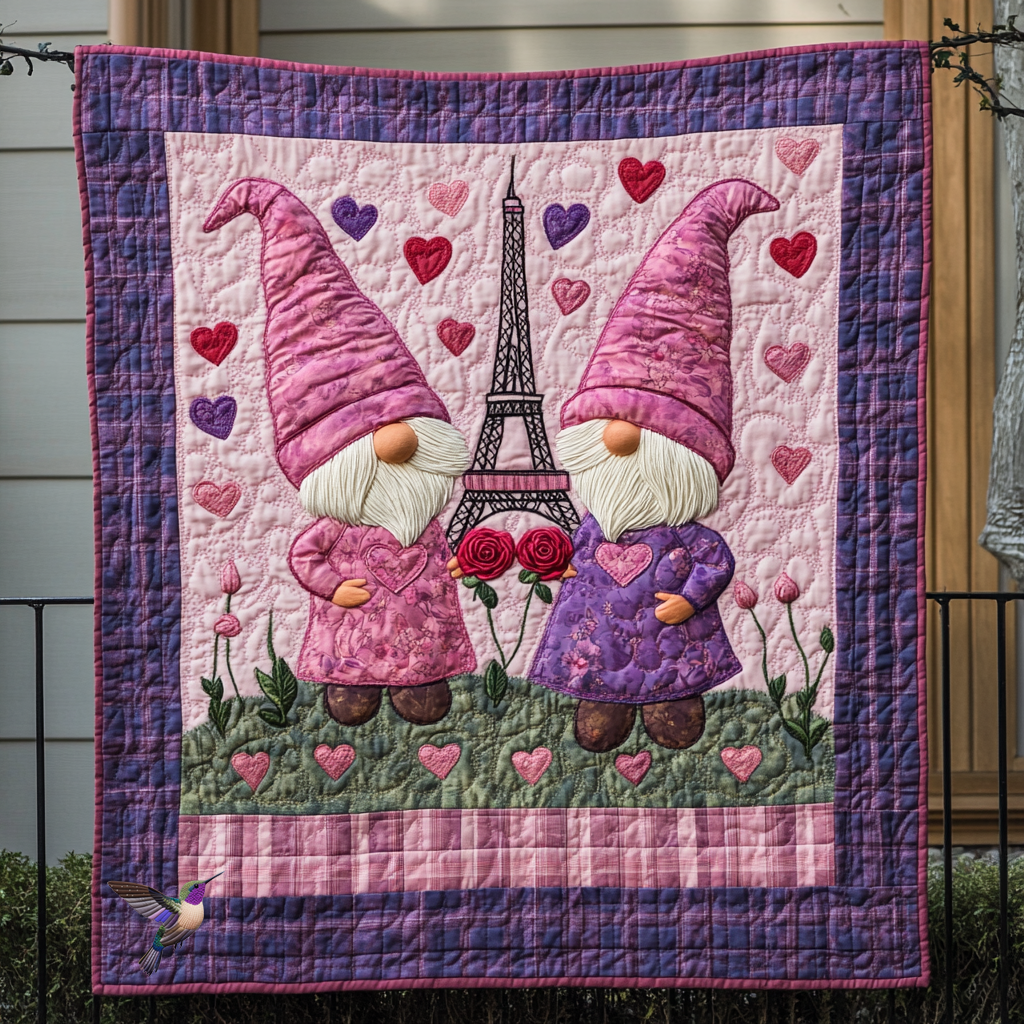 Gnome In The City Of Love WU1012012CL Quilt