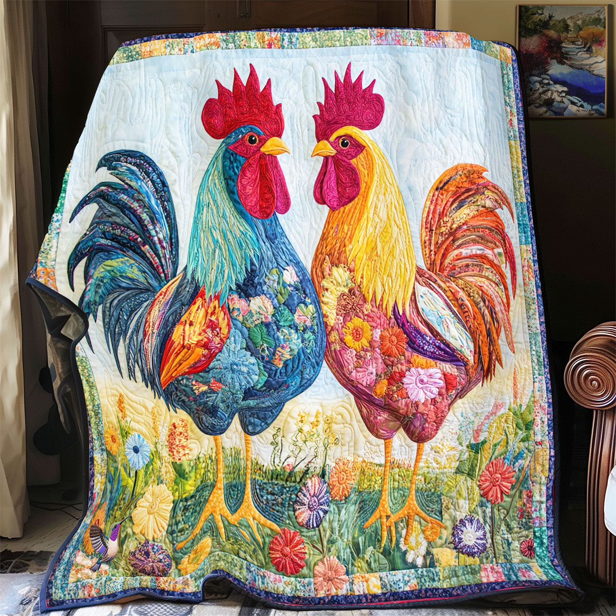 Couple Chicken WY1911069CL Quilt