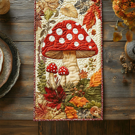 Autumn Mushroom Forest WY2802003CL Quilted Table Runner