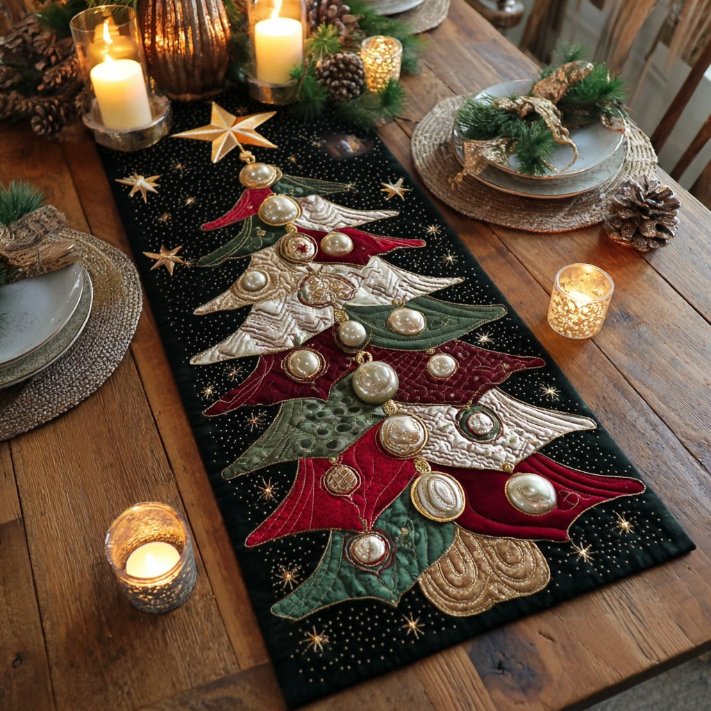 Sparkling Ornaments XR2111012CL Quilted Table Runner