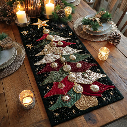 Sparkling Ornaments XR2111012CL Quilted Table Runner