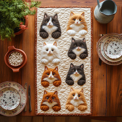 Fluffy Cat CW2105308CL Quilted Table Runner