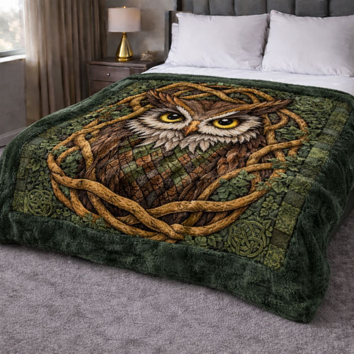 Celtic Owl QA2101006CL Faux Fur Throw Blanket