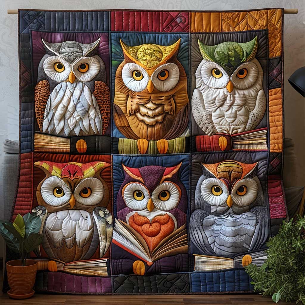 College Patchwork Owl WP1009012CL Quilt