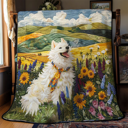 Samoyed's Flower Field WN2210015CL Quilt