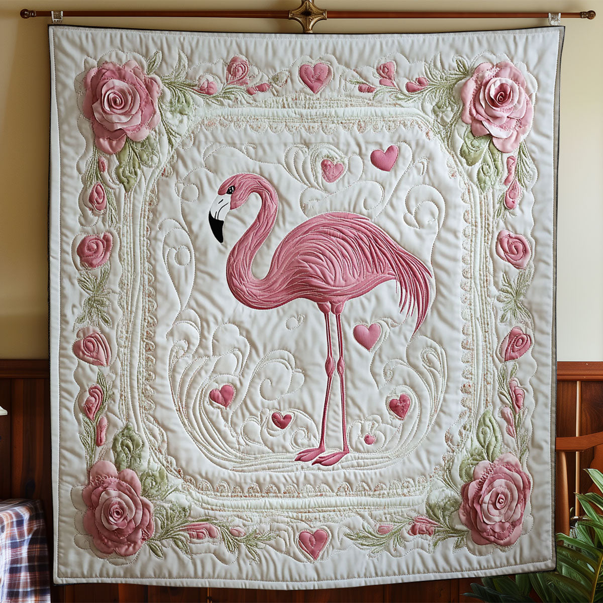 Valentine Flamingo WY0602181CL Quilt
