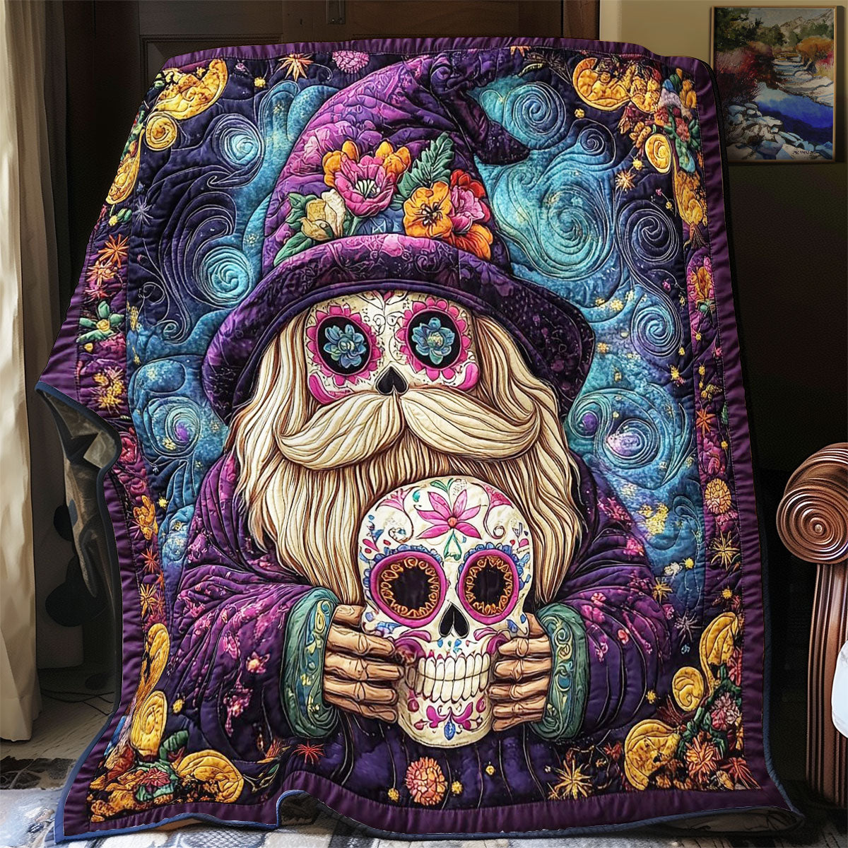 Mexican Death Style Gnome WY2612032CL Quilt