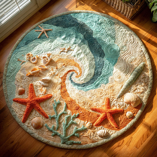 Starfish Shore CW0809059CL Quilted Round Mat
