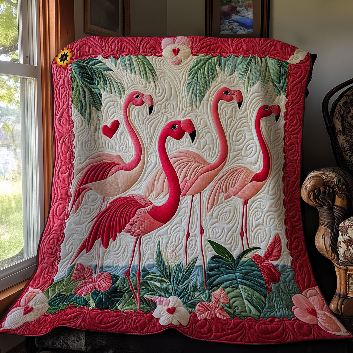 Flamingo Family WY1012035CL Quilt