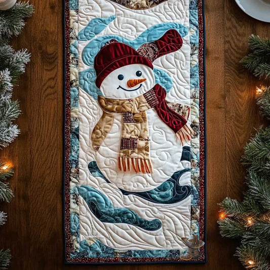 Snowy Smiles Snowman WN1111008CL Quilted Table Runner