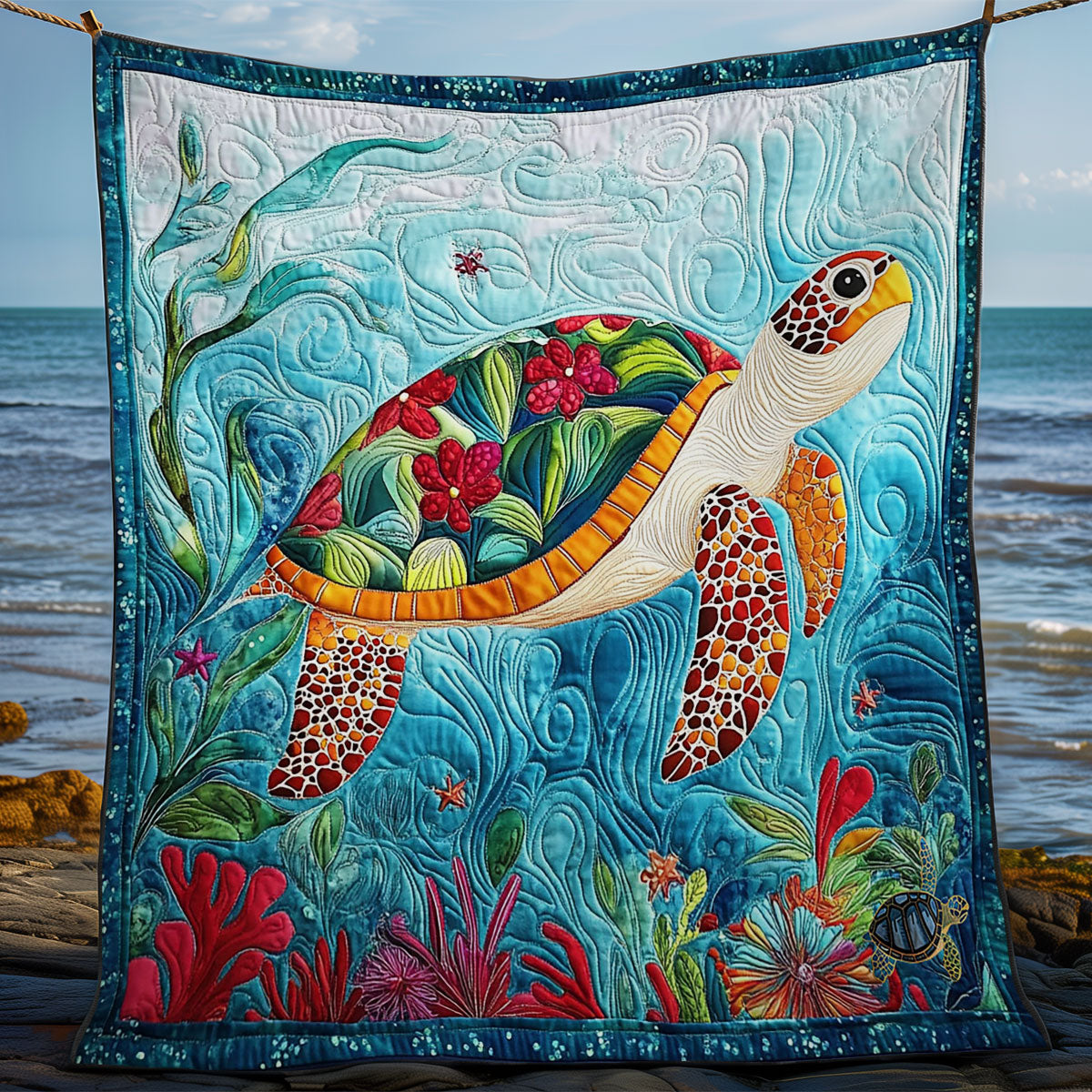 Turtle In Ocean WY1112022CL Quilt