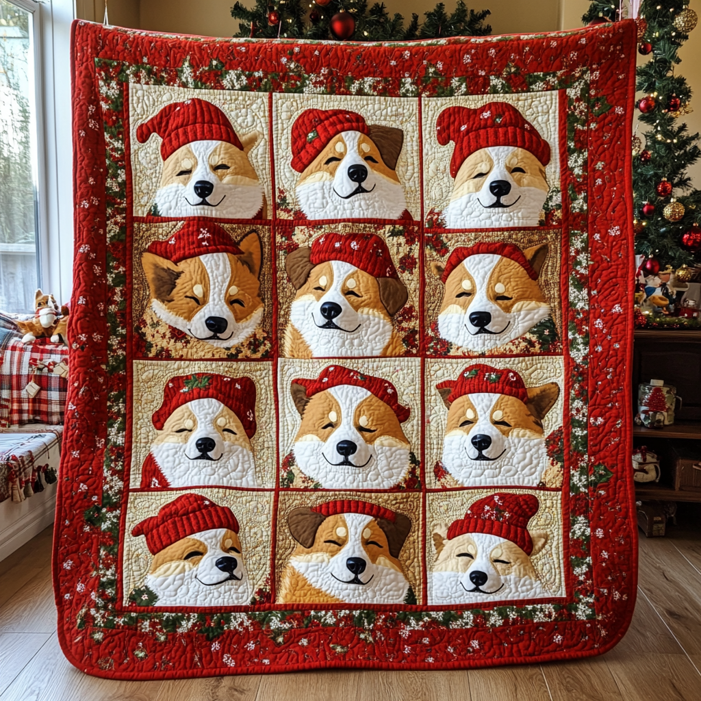 Corgi And Red Hats XR2509016CL Quilt