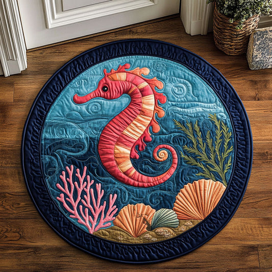 Ocean Sea Horse CP1207036CL Quilted Round Mat