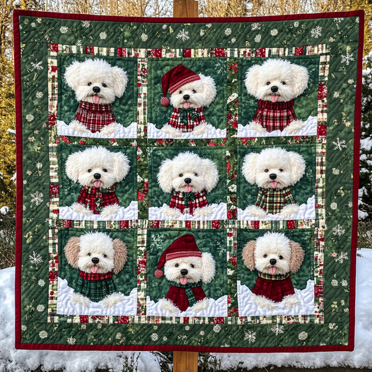 White Poodle Christmas YR2312002CL Quilt