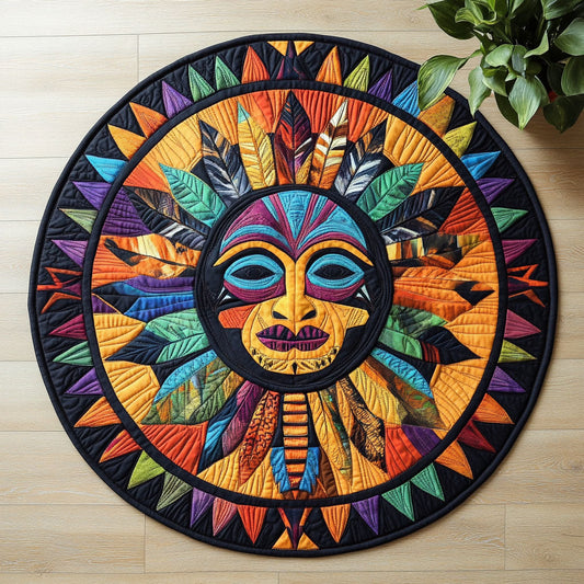 Tribal Mask CW1706047CL Quilted Round Mat