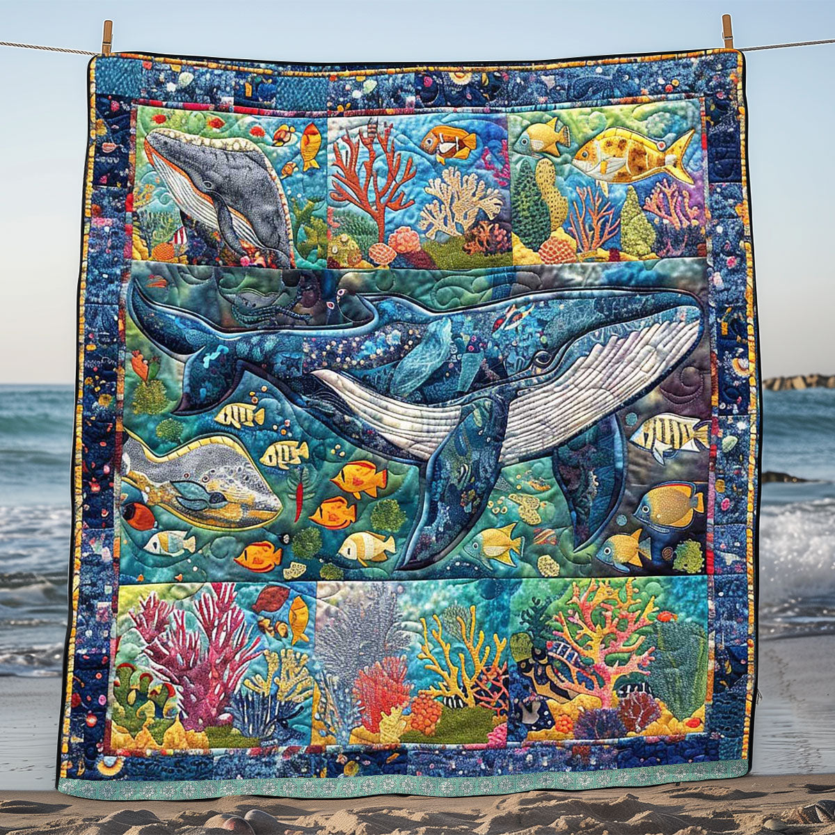 Sealife Whale Patchwork WP0509042CL Quilt