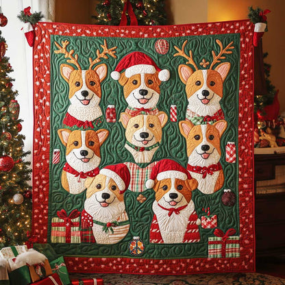 Adorable Corgi Christmas WP1511011CL Quilt