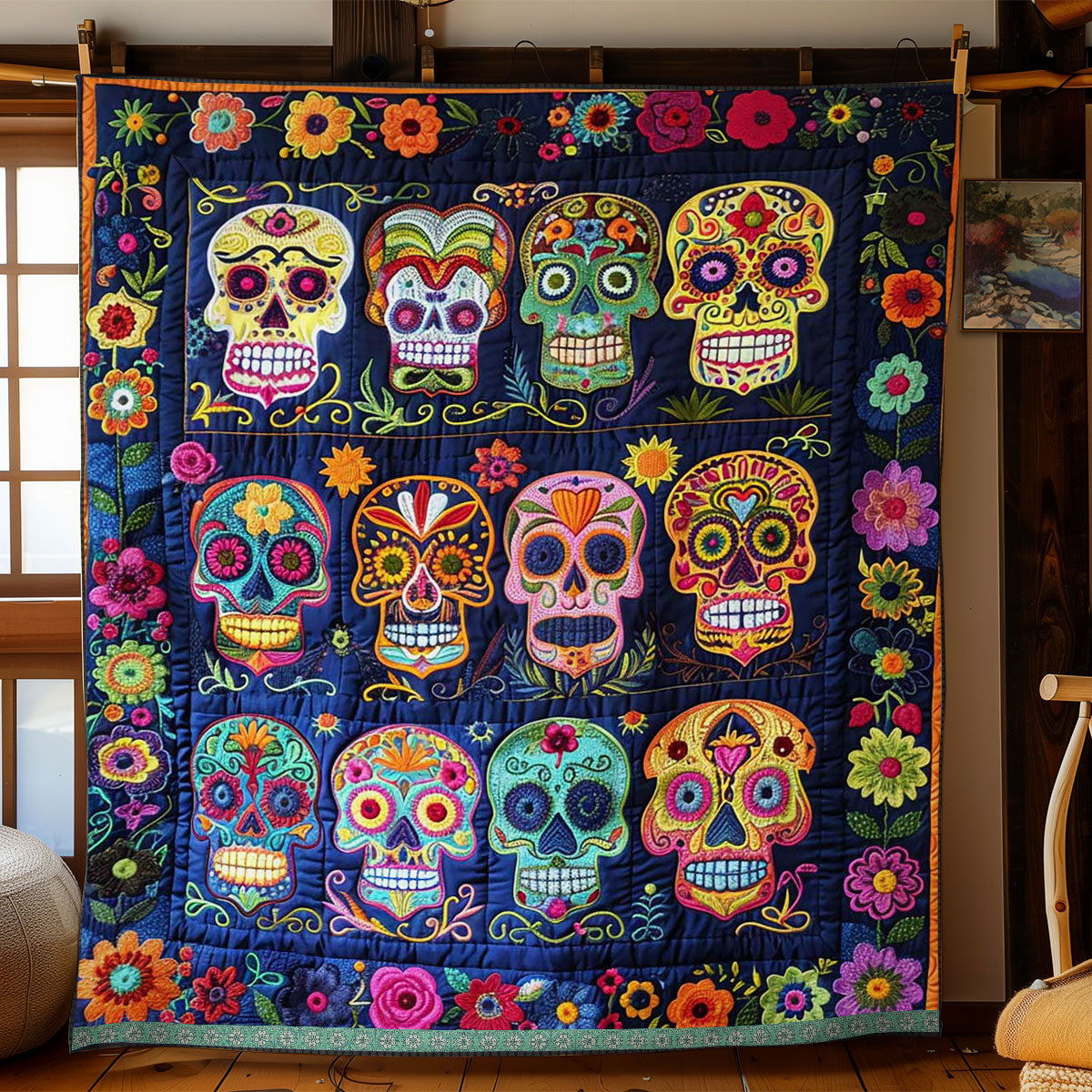 Sugar Skulls WJ1109023CL Quilt