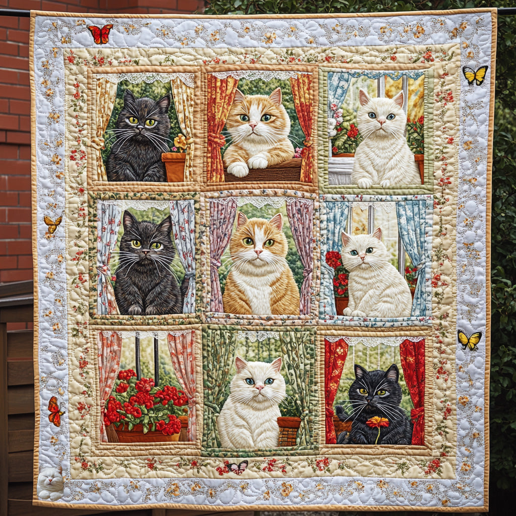 Cat Looking Out Window WU0711041CL Quilt