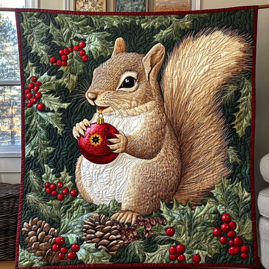 Christmas Squirrel WP1911009CL Quilt