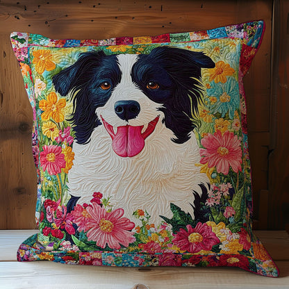 Border Collie In Garden WY2501015CL Quilt Pillow Case