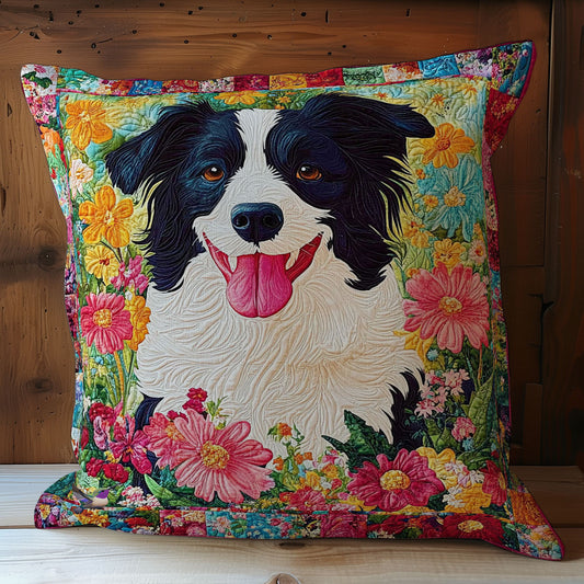 Border Collie In Garden WY2501015CL Quilt Pillow Case