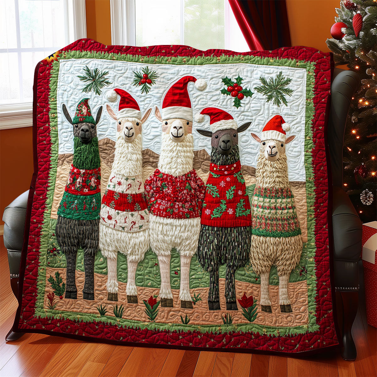 Llama Family Christmas WY2311006CL Quilt