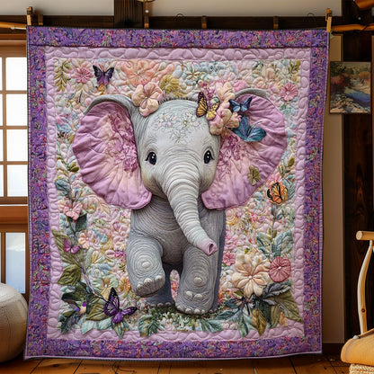 Purple Flower Elephant WY0911034CL Quilt