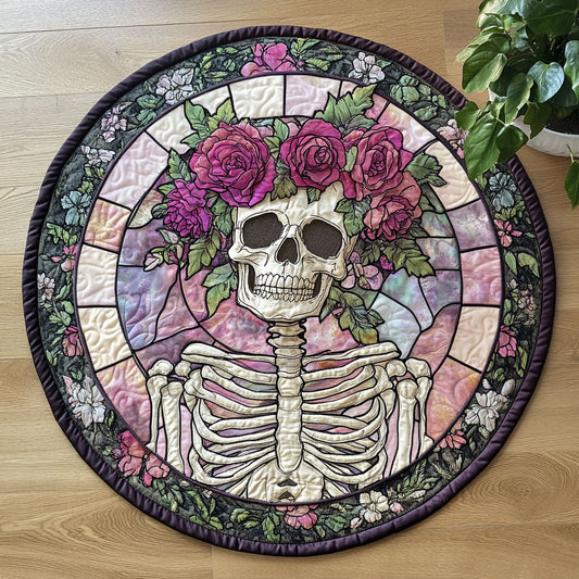 Floral Skeleton CW2205426CL Quilted Round Mat