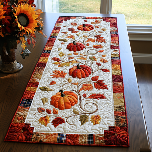 Autumn Pumpkin Lovers WG2609002CL Quilted Table Runner