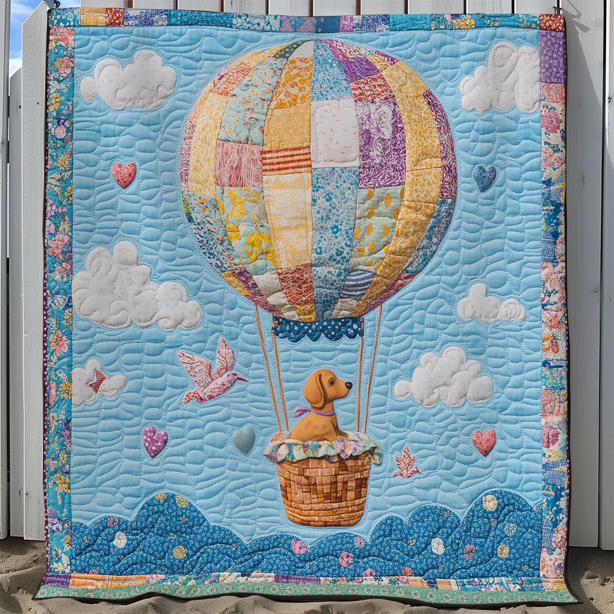Dachshund Hot Air Balloon XB0703047CL Quilt