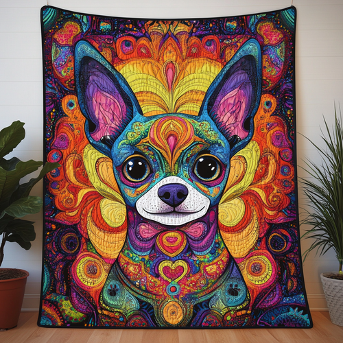 Colorful Chihuahua Hippie WN2409072CL Quilt