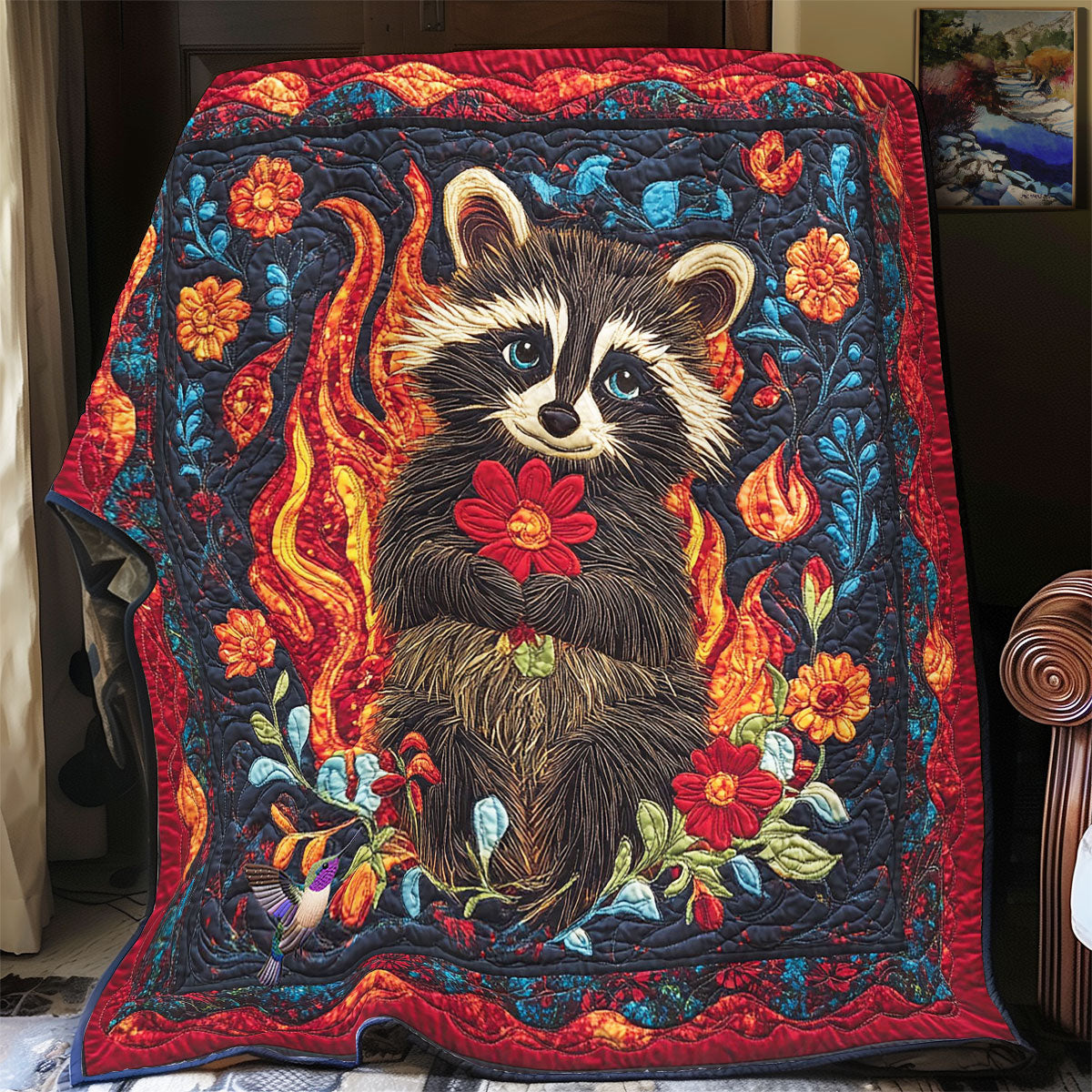 Flame Raccoon WY2012045CL Quilt