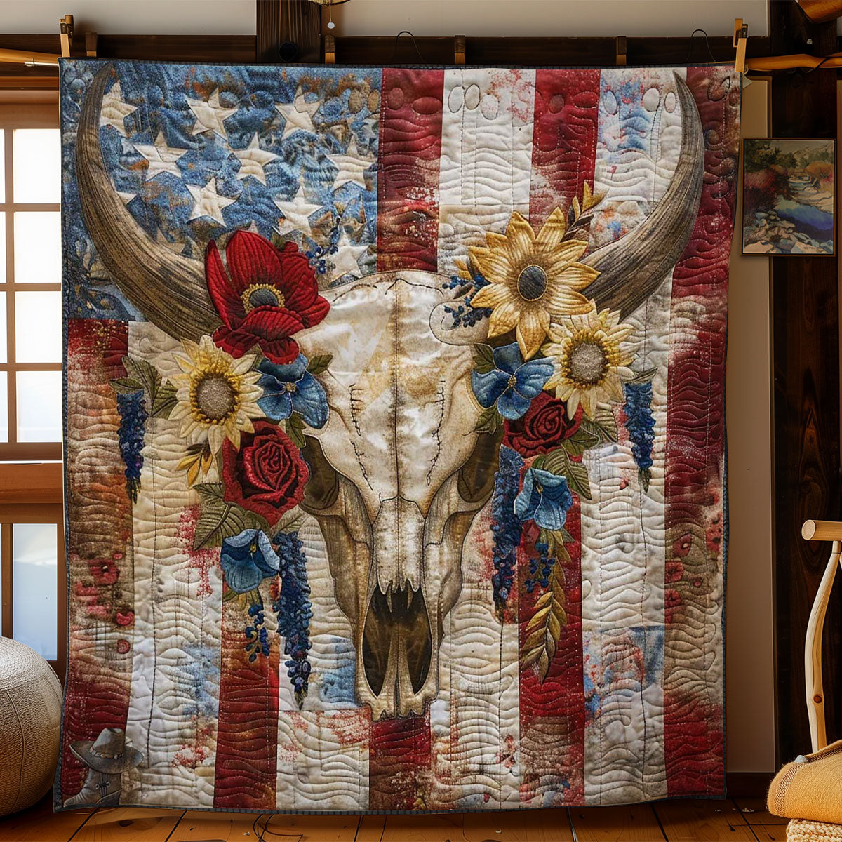 American Bull Skull WN3010082CL Quilt