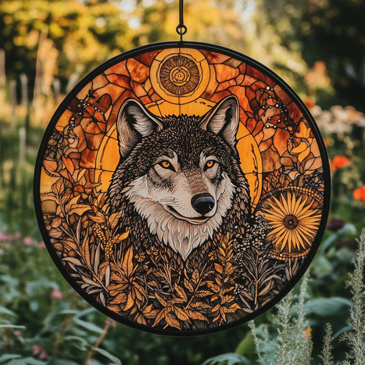 Wolf Into The Wild WU0611085CL Stained Glass Suncatcher