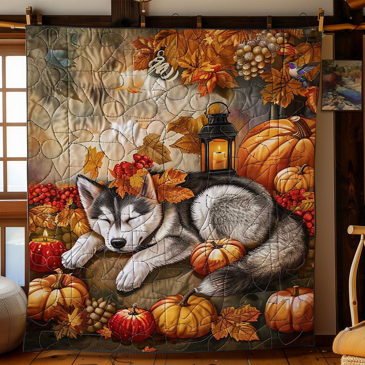 Husky's Thanksgiving Dream WN1410019CL Quilt