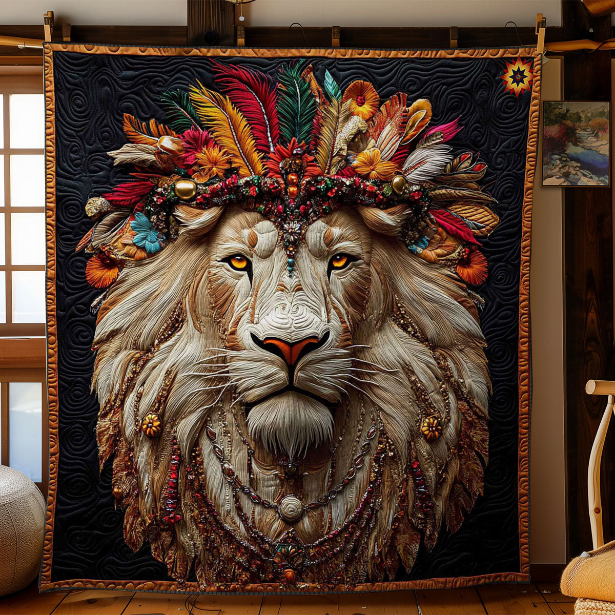 Native American Lion WY2811025CL Quilt