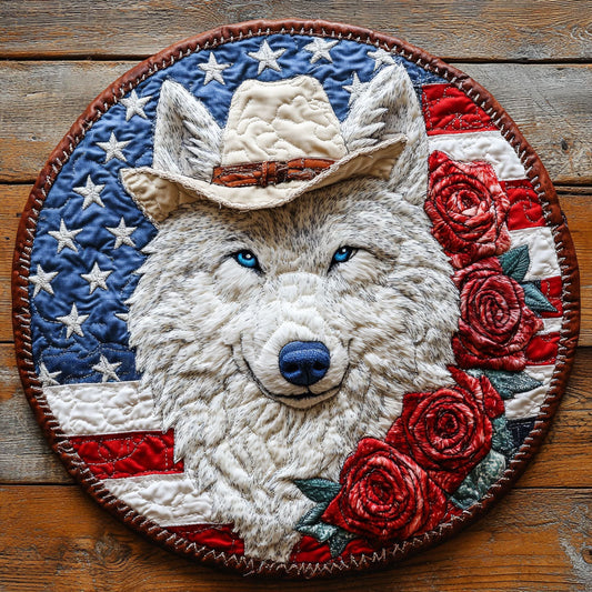 Lone Star Howl CP1905005CL Quilted Round Mat