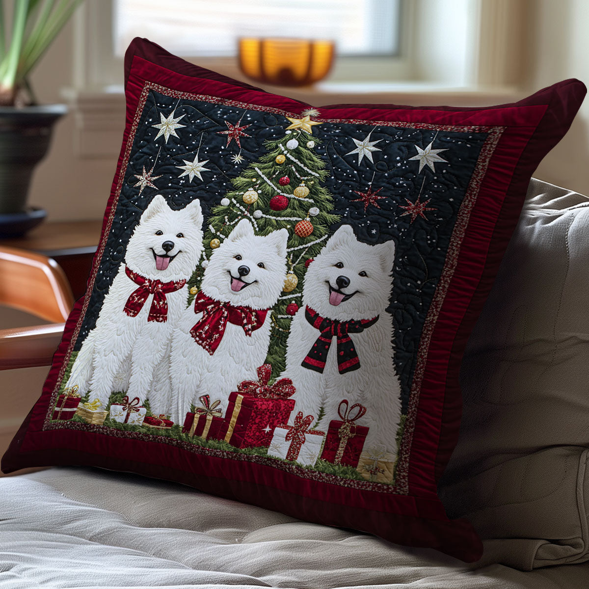 Christmas Samoyed WJ0611033CL Quilt Pillow Case