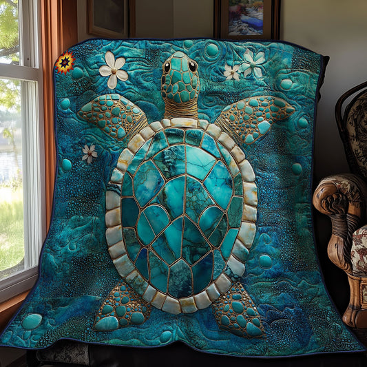 Teal Turtle WY2311034CL Quilt