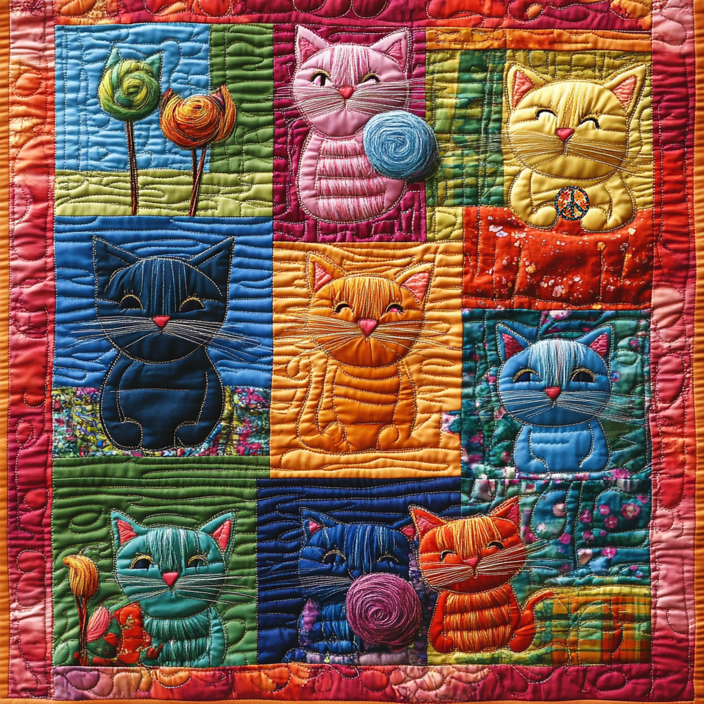 Cat Play Crochet YR0711025CL Quilt